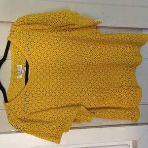 Madewell NWT yellow gold short sleeve flutter sleeves top size large